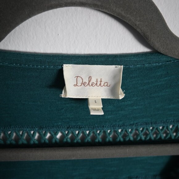 Deletta Drapey Long Sleeve Top – Teal Jewel Tone – Size S - Picture 3 of 12
